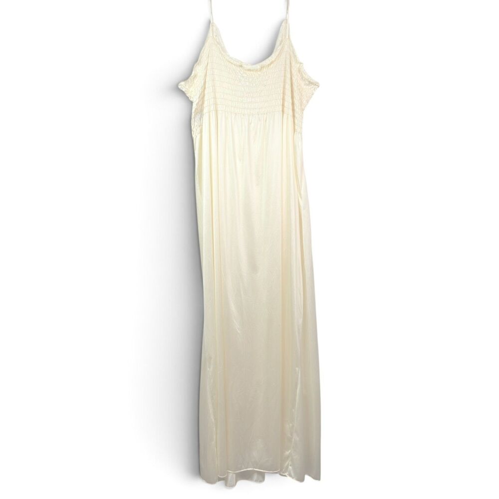 ivory vintage lace nightgown large satin maxi lord & taylor by lily of france - Picture 4 of 7